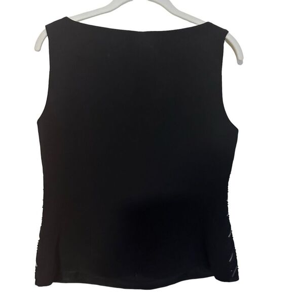 Ella Donna by Ann Taylor Black & White Beaded Sleeveless Blouse‎ 42 Euro Formal - Picture 4 of 10